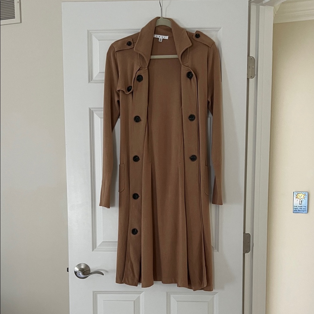 CAbi Tan Sweater Trench Duster
